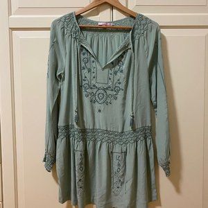 Calypso St. Barth Women's Blue Dadra Embroidered Silk Dress